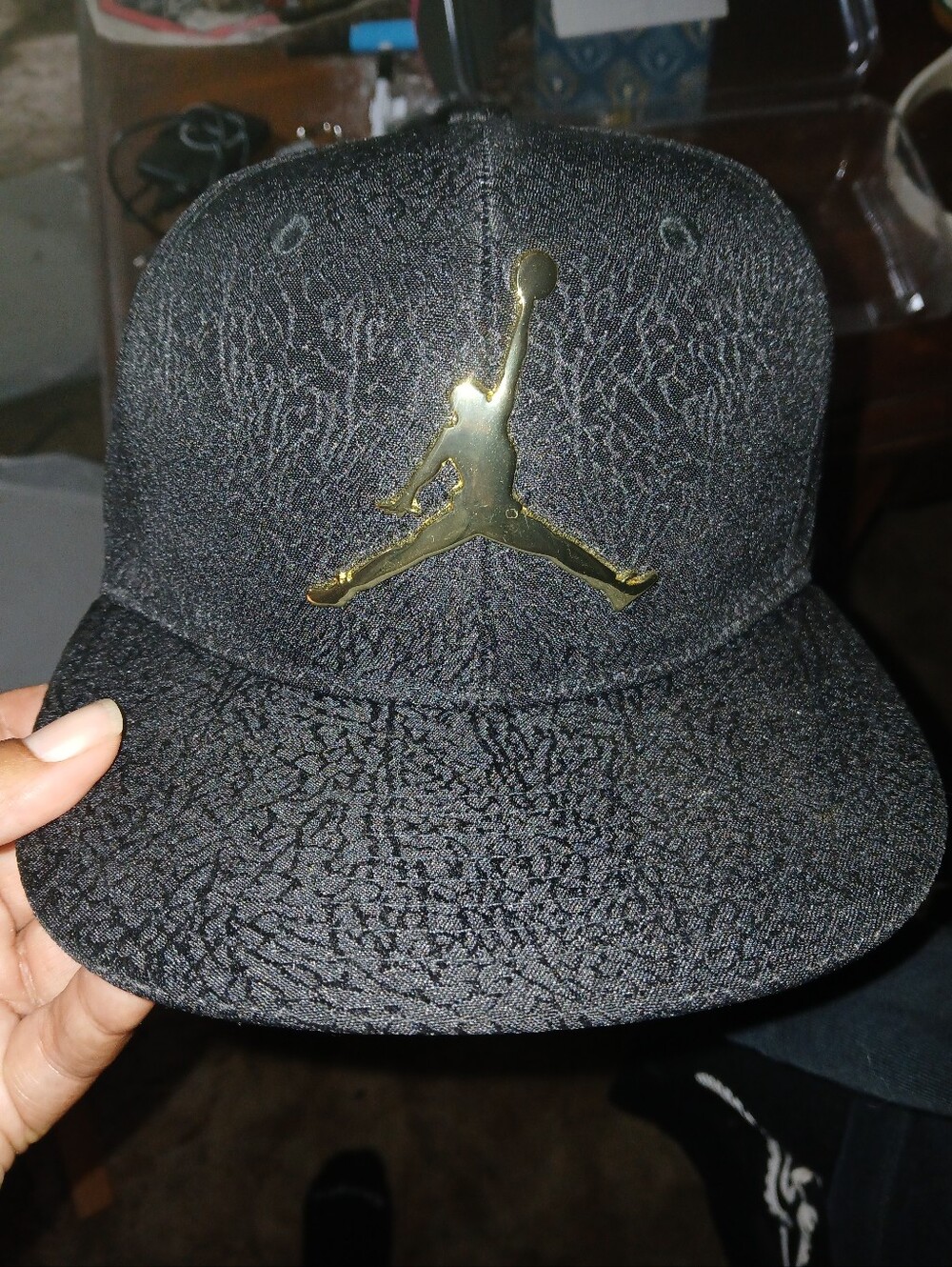 Jordan Black Snapback with Gold Jumpman Emblem